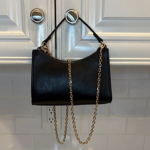 MNG Mango Purse Black Mini Chain Crossbody Baguette Shoulder Hobo Bag NWOT